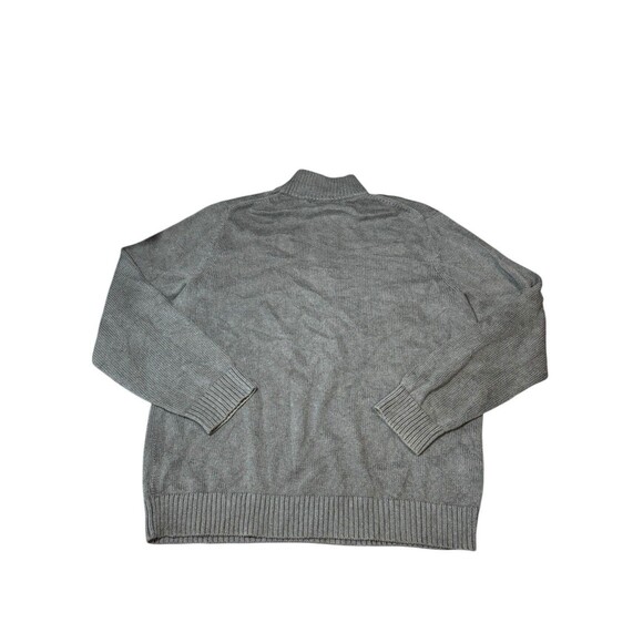 Mens Vtg LL Bean Green Pullover Henley Fisherman 1/4 Zip Sweater USA Large Tall - Picture 5 of 5